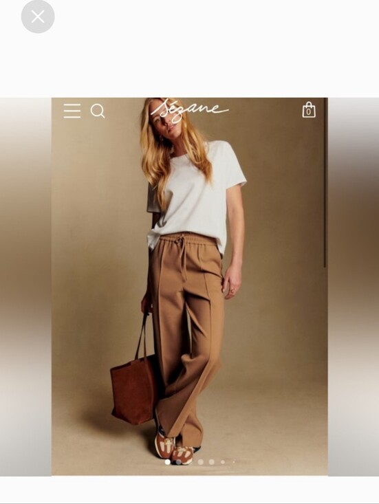 Sezane Pants - Sezane Tan Knit Drawstring Waist Pants